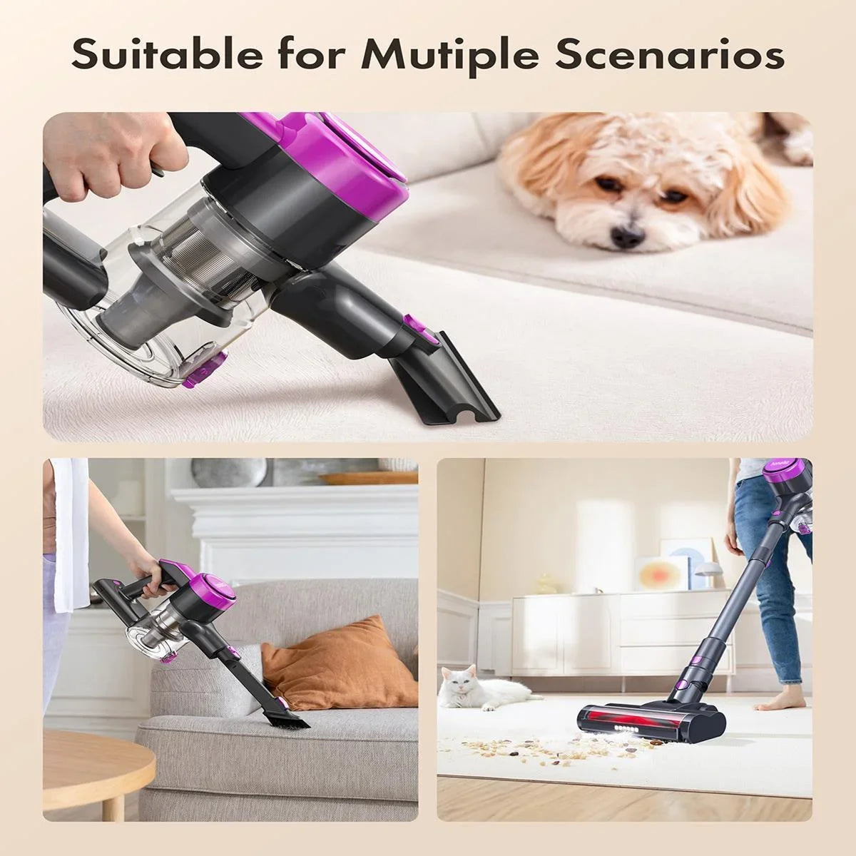 Homeika Cordless Stick Vacuum – 23KPa Suction + LED Display