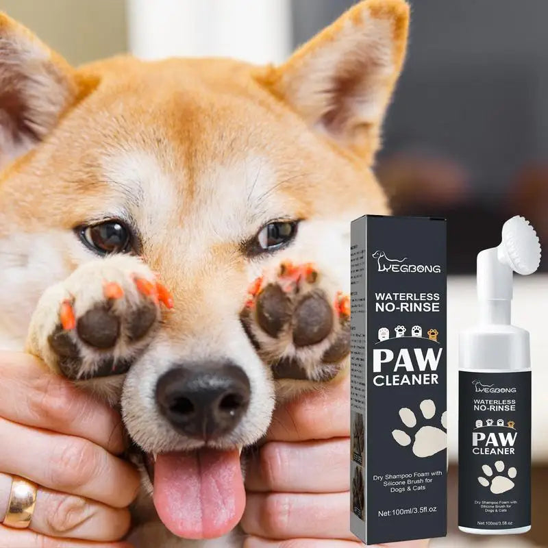 Dog Feet Cleaning Foam Pet Feet Cleaner Foam Waterless Shampoo Paw Cleaner For Cats Pets Dry Shampoo With Silicone Brush