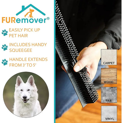 CozyClean Telescopic Rubber Broom + Squeegee